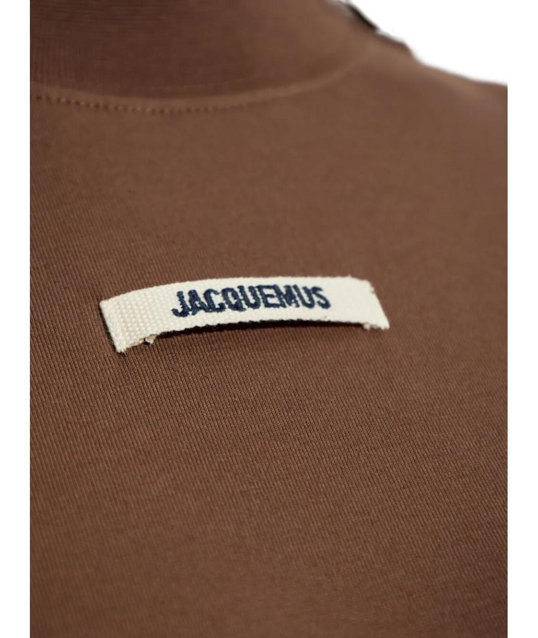 JACQUEMUS Коричневая хлопковая футболка, фото 5