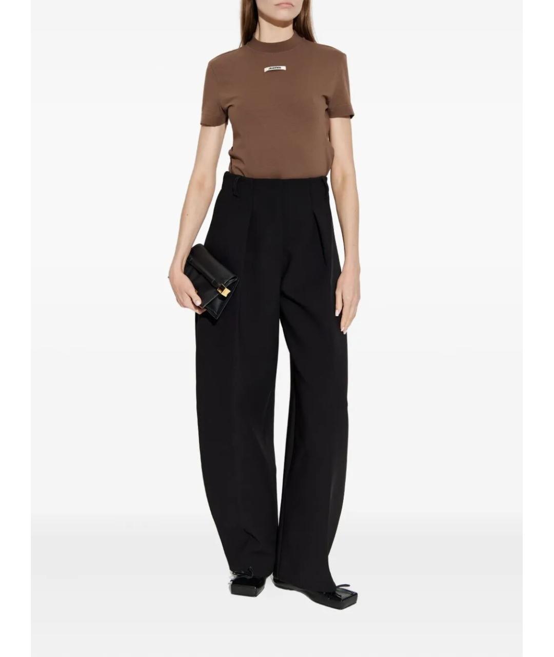 JACQUEMUS Коричневая хлопковая футболка, фото 2