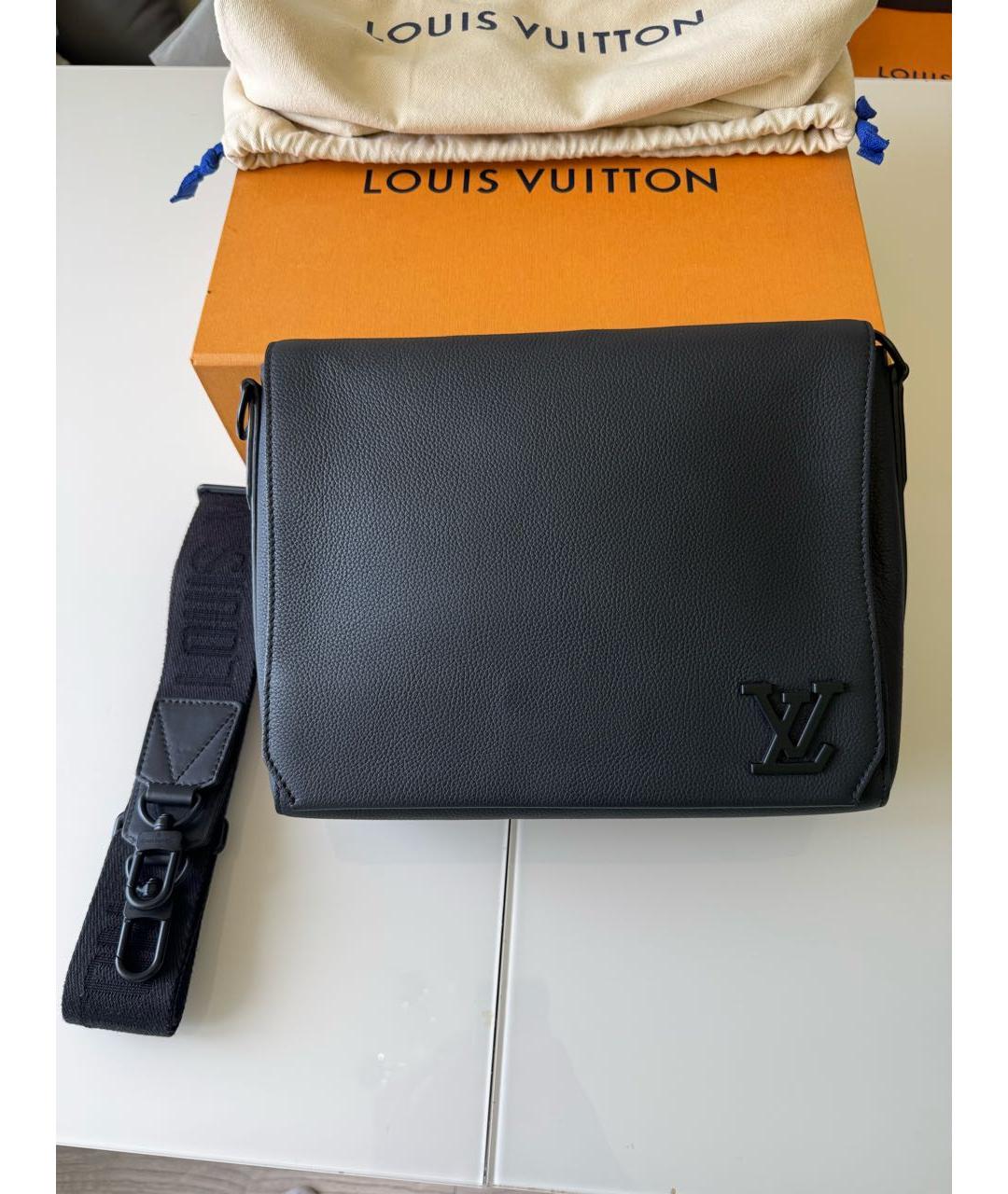 LOUIS VUITTON Черная кожаная сумка на плечо, фото 9