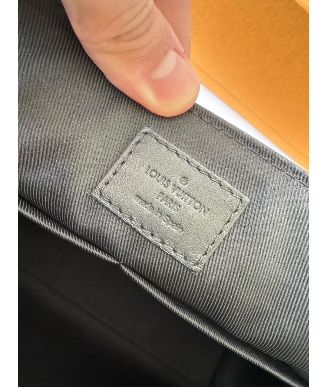 LOUIS VUITTON Черная кожаная сумка на плечо, фото 8