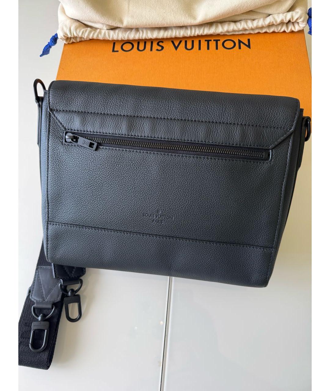 LOUIS VUITTON Черная кожаная сумка на плечо, фото 4