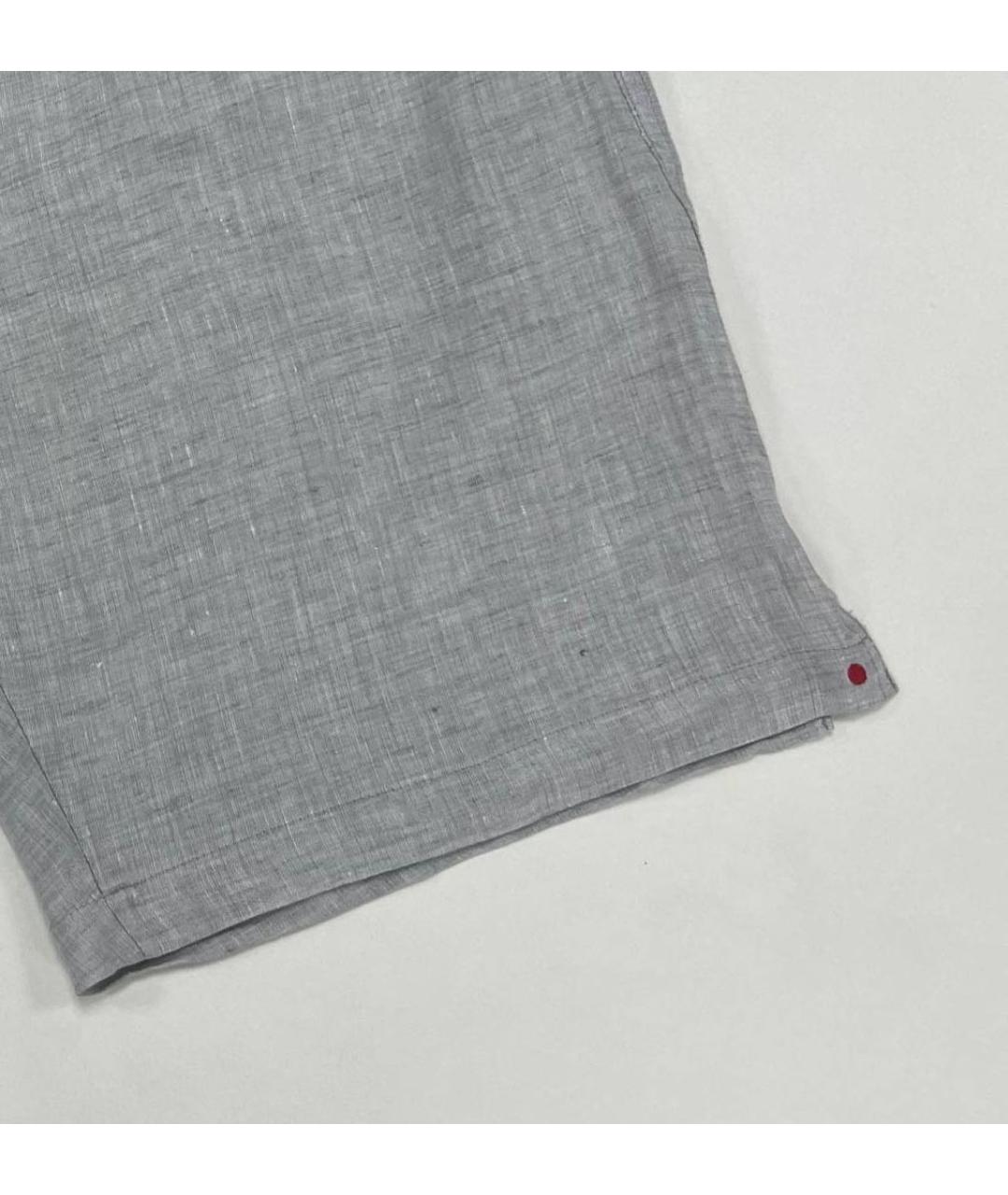 KITON Серые льняные шорты, фото 3