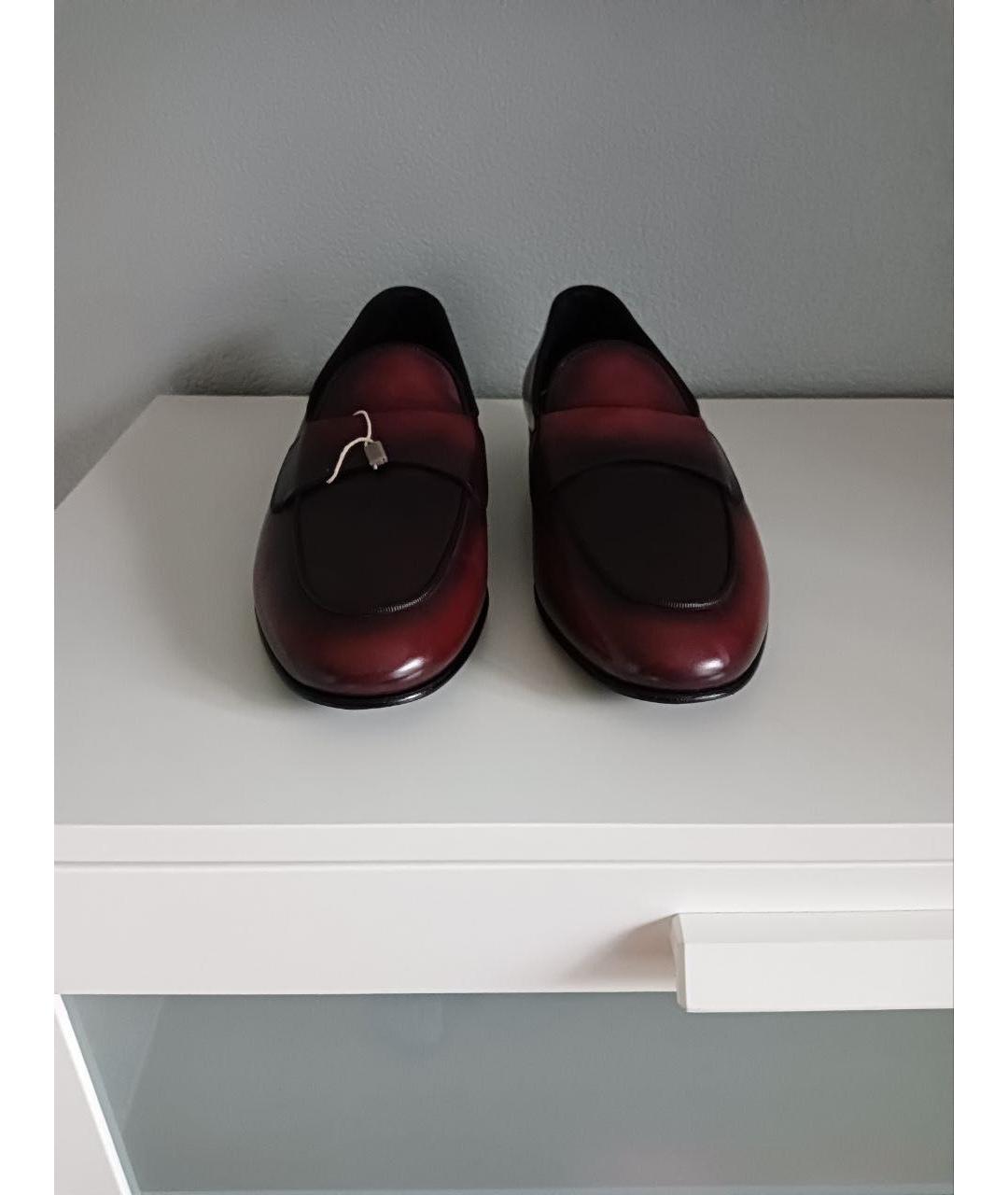 SANTONI Бордовые кожаные лоферы, фото 2