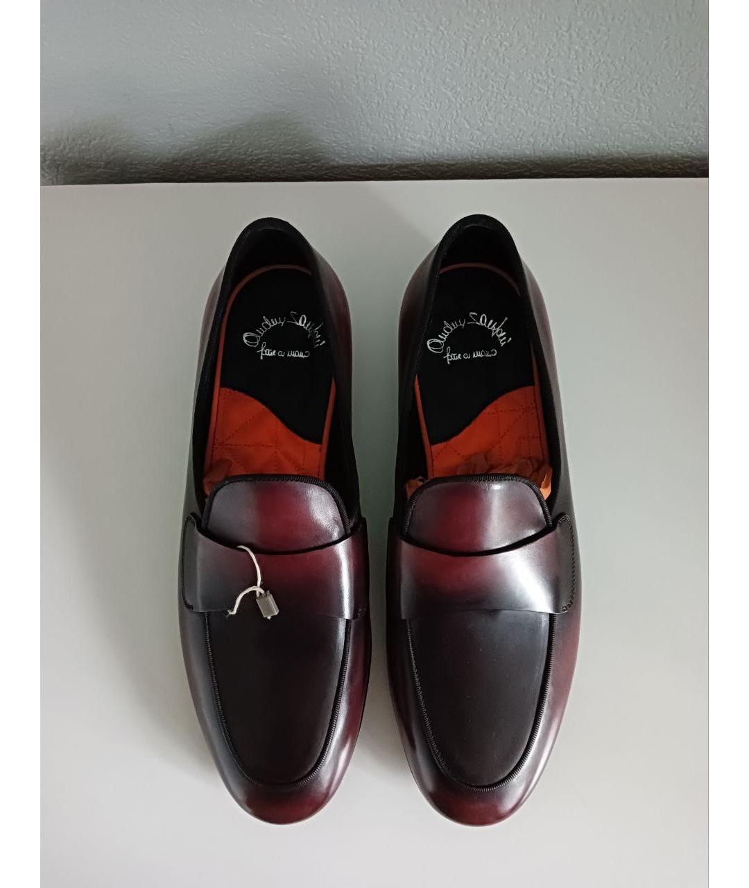 SANTONI Бордовые кожаные лоферы, фото 5