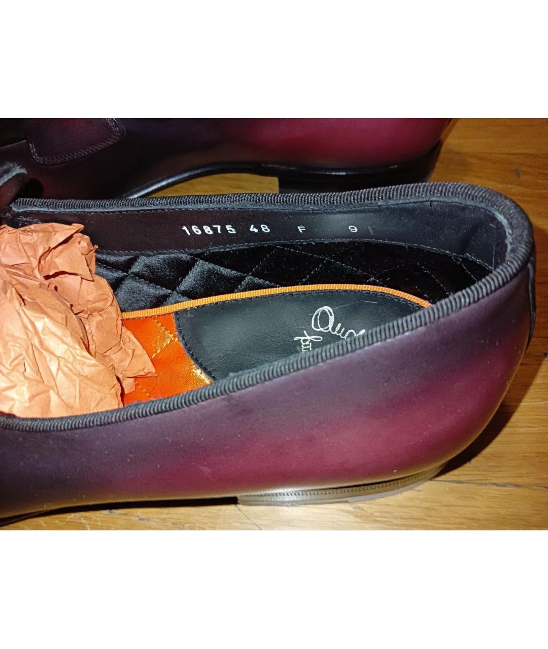 SANTONI Бордовые кожаные лоферы, фото 7