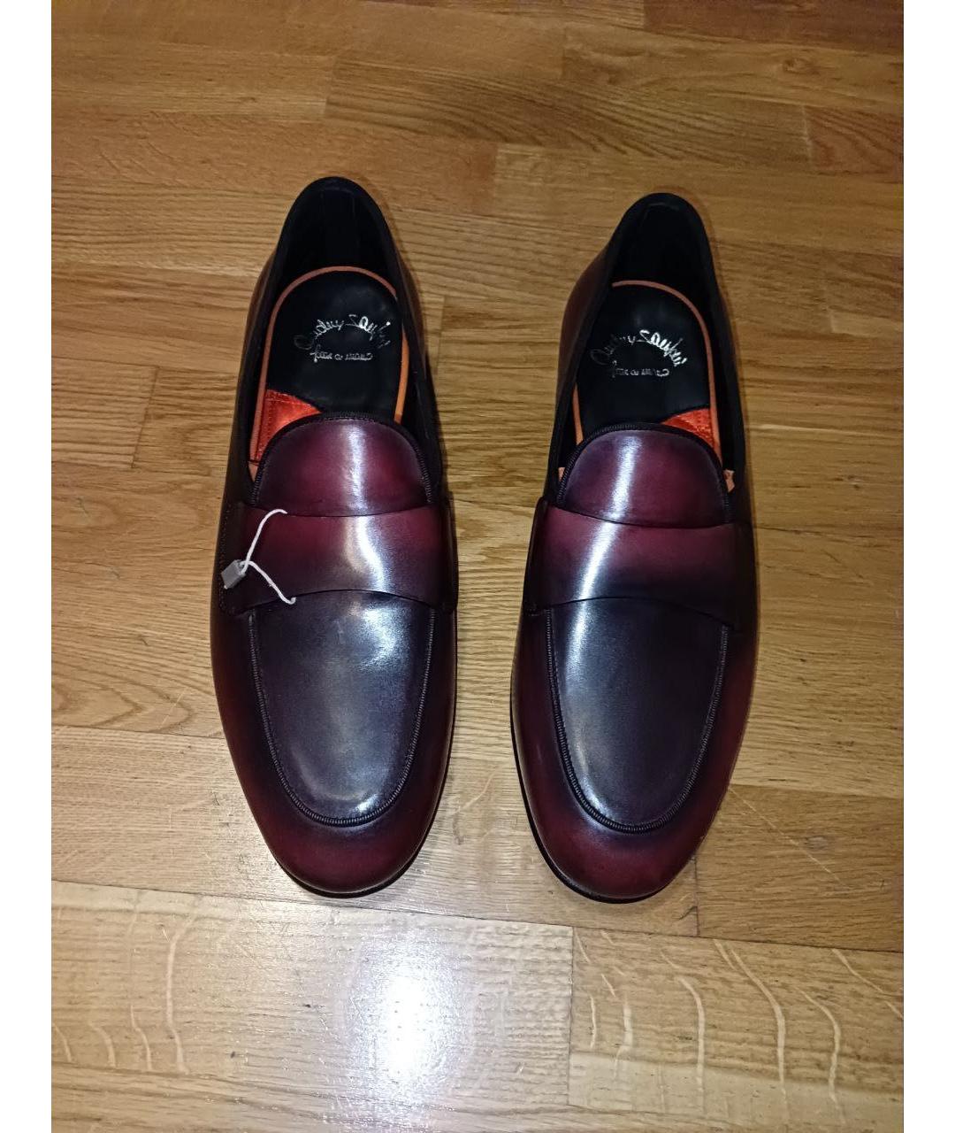 SANTONI Бордовые кожаные лоферы, фото 3