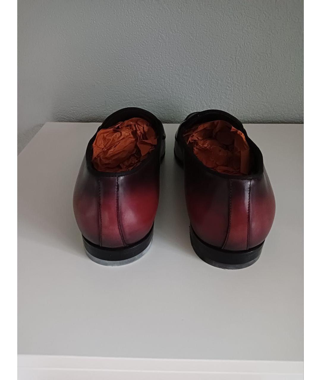 SANTONI Бордовые кожаные лоферы, фото 4