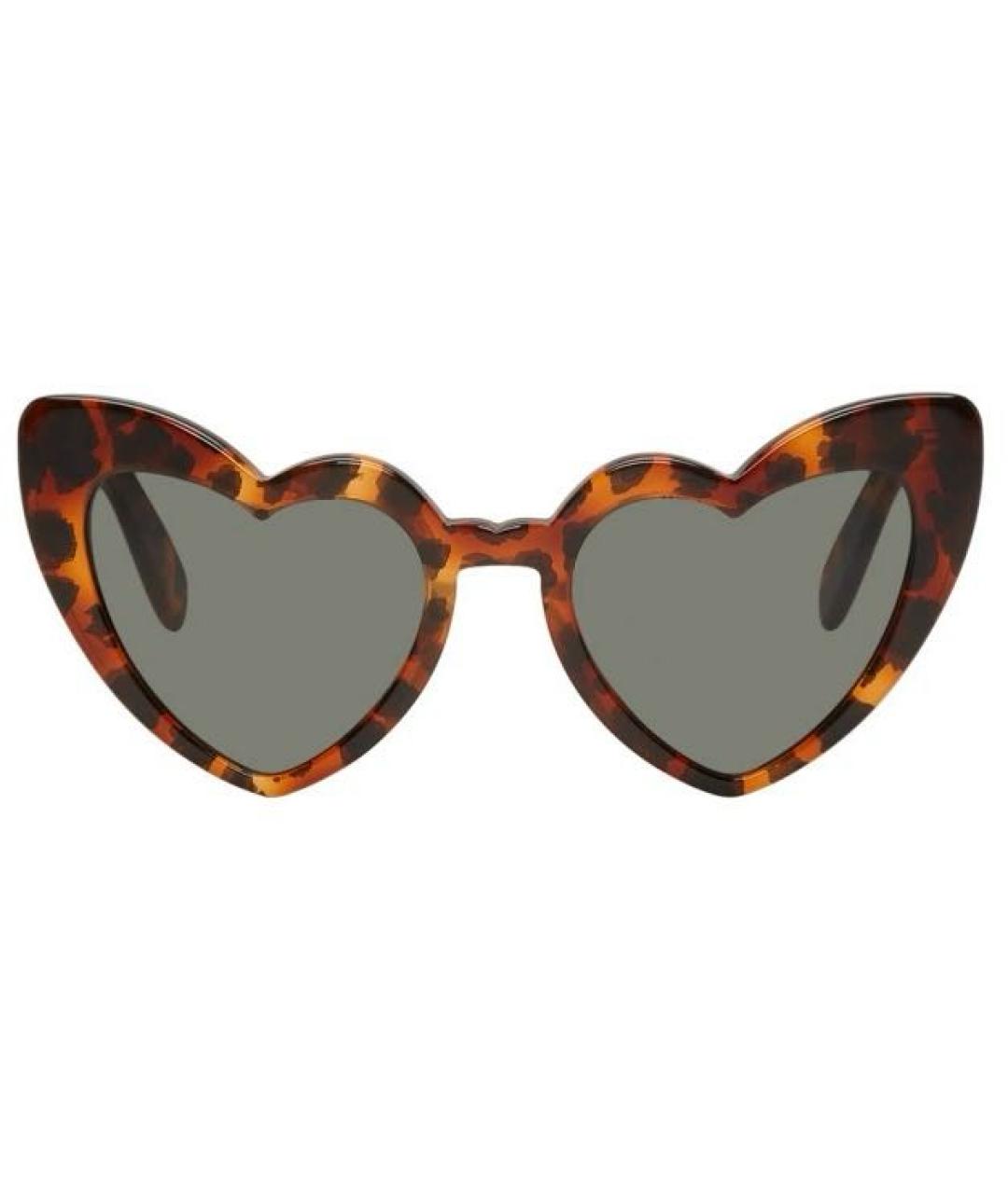 SAINT LAURENT Коричневые пластиковые солнцезащитные очки, фото 1