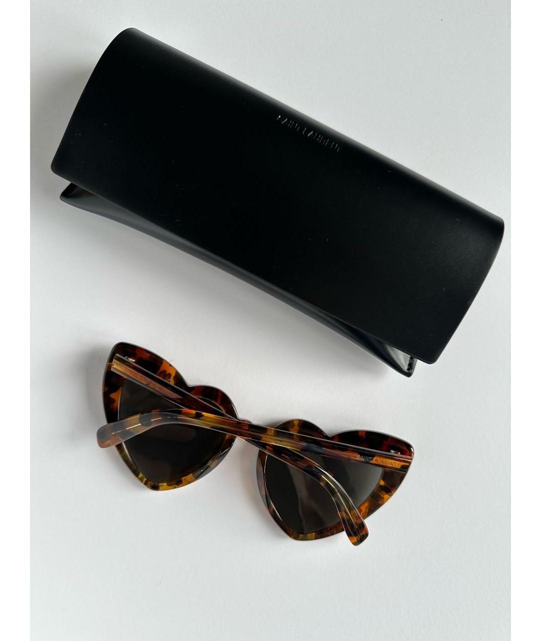 SAINT LAURENT Коричневые пластиковые солнцезащитные очки, фото 3