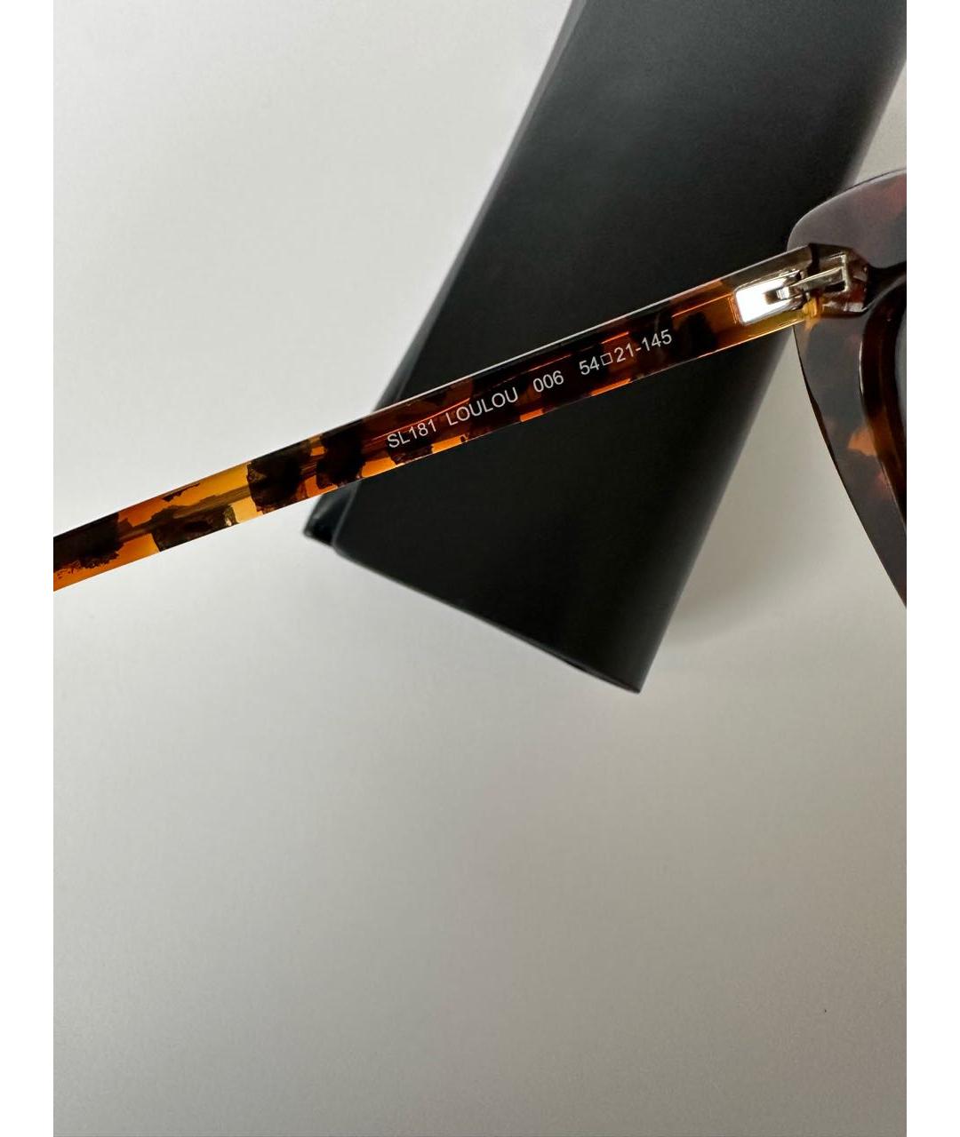 SAINT LAURENT Коричневые пластиковые солнцезащитные очки, фото 6
