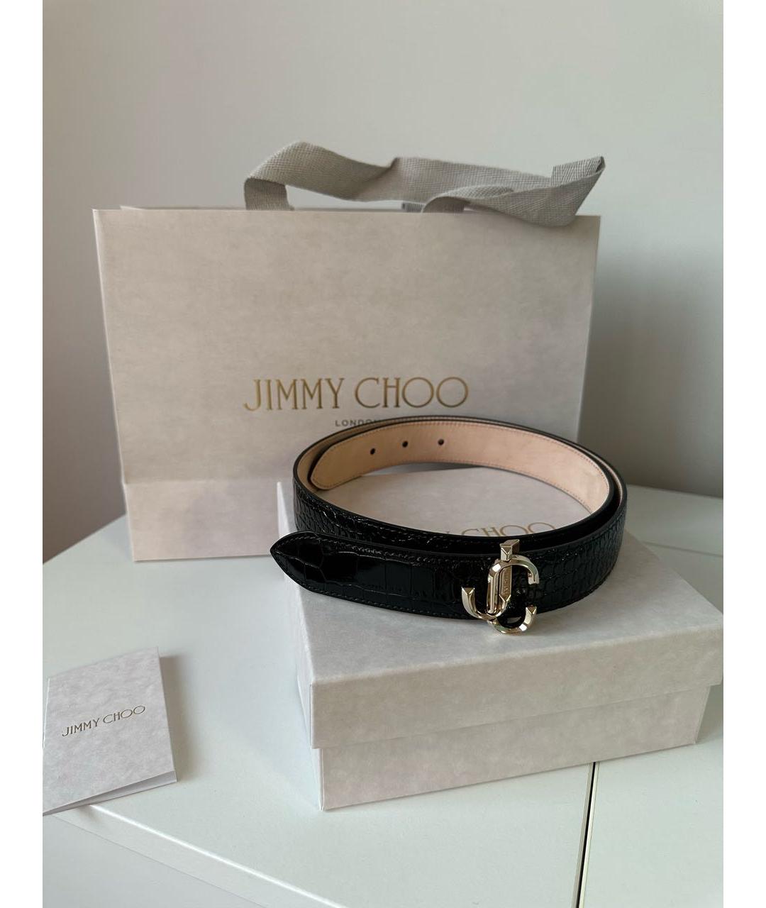 JIMMY CHOO Черный кожаный ремень, фото 4