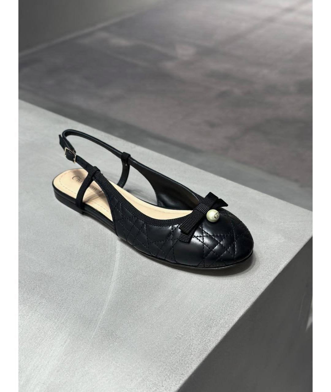 CHRISTIAN DIOR Черные кожаные балетки, фото 3