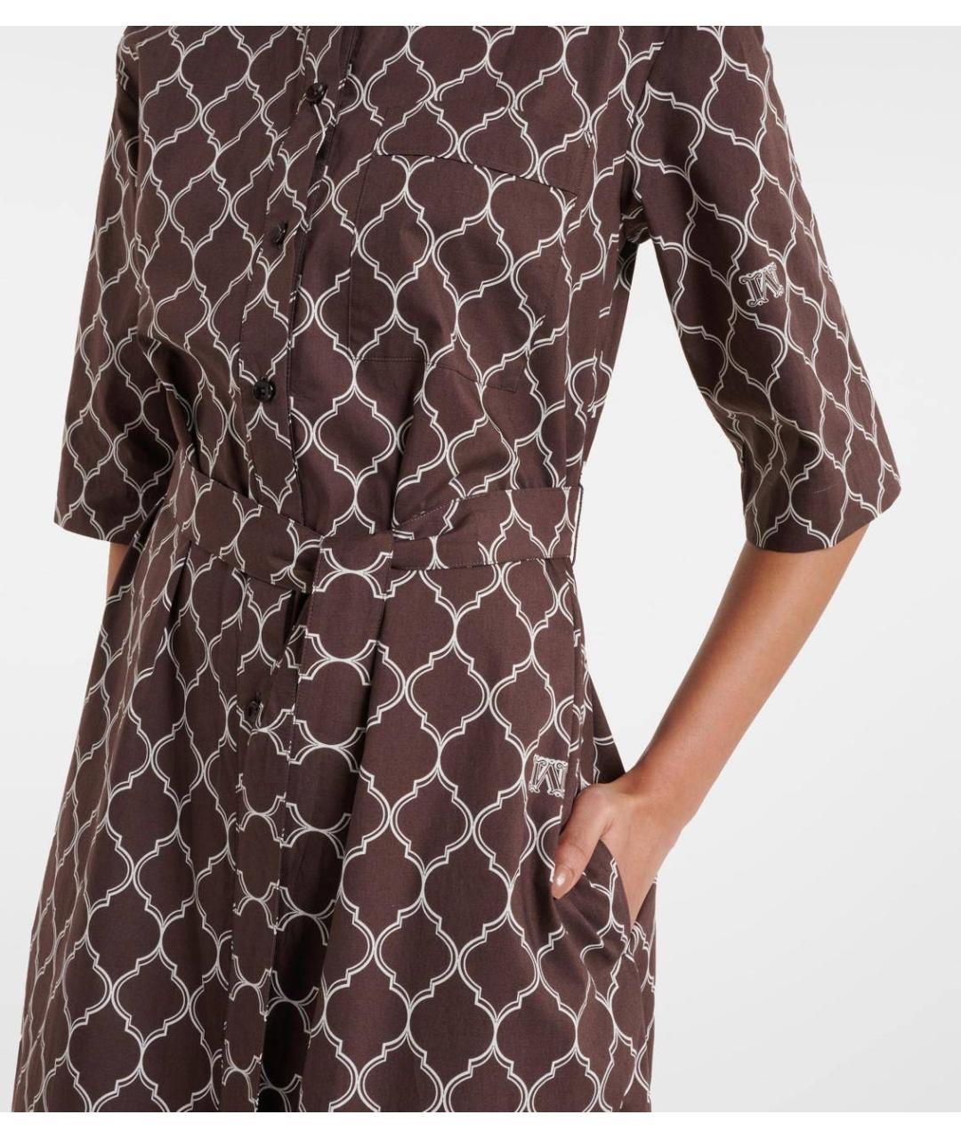 MAX MARA Коричневое хлопковое повседневное платье, фото 3