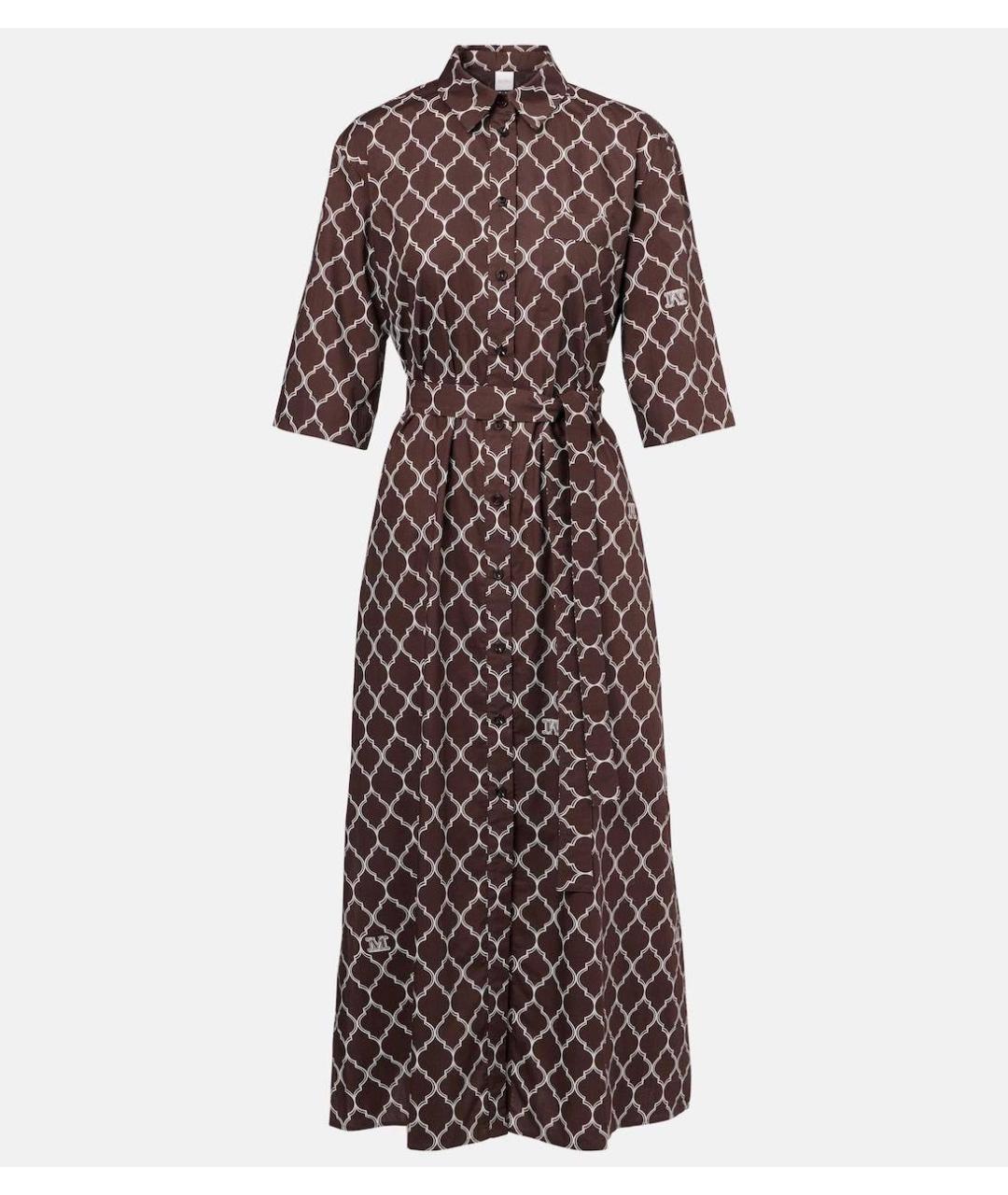 MAX MARA Коричневое хлопковое повседневное платье, фото 7