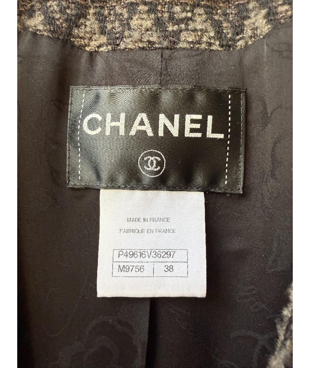CHANEL Коричневый шерстяной жакет/пиджак, фото 3