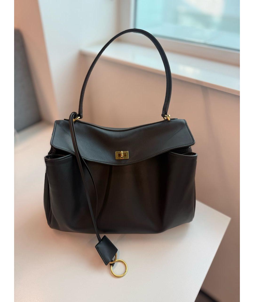 BALENCIAGA Черная кожаная сумка тоут, фото 2