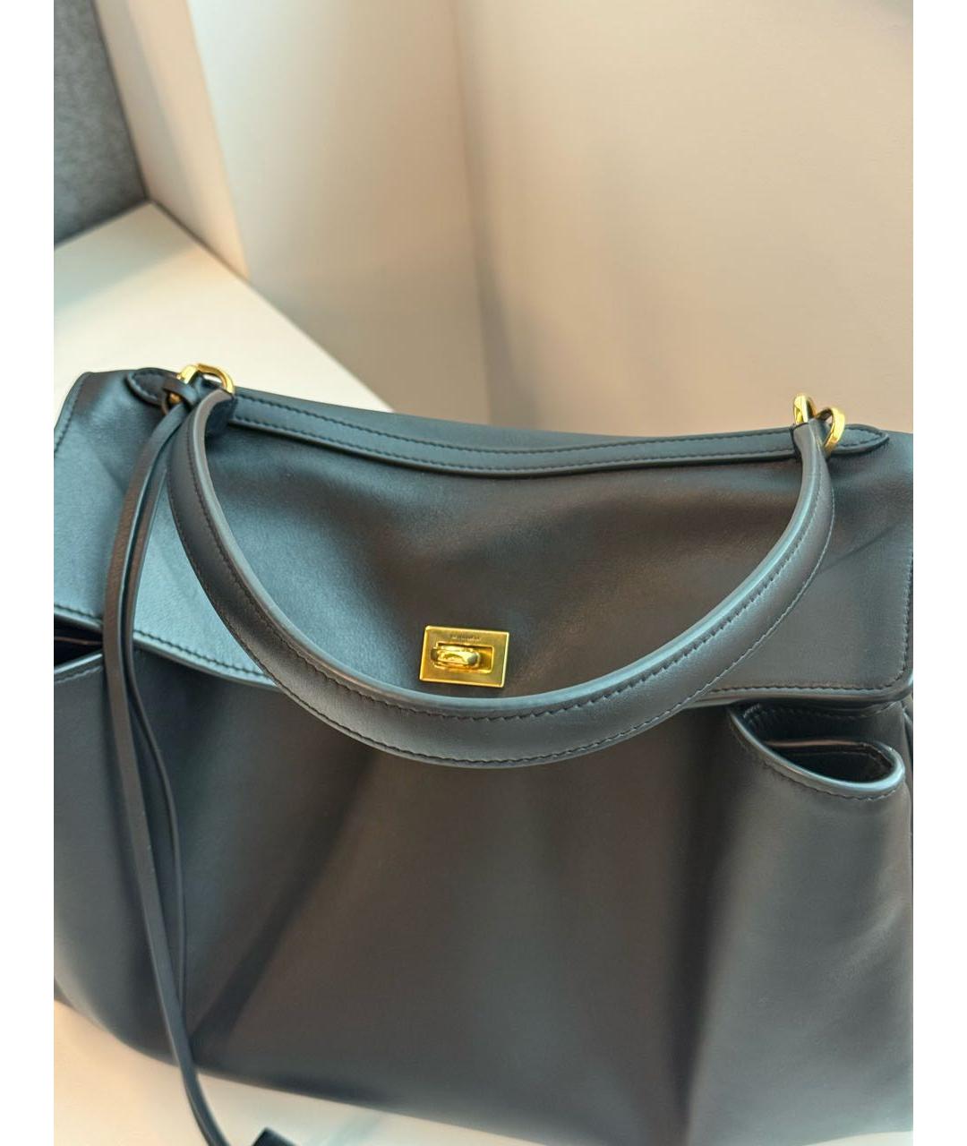 BALENCIAGA Черная кожаная сумка тоут, фото 5
