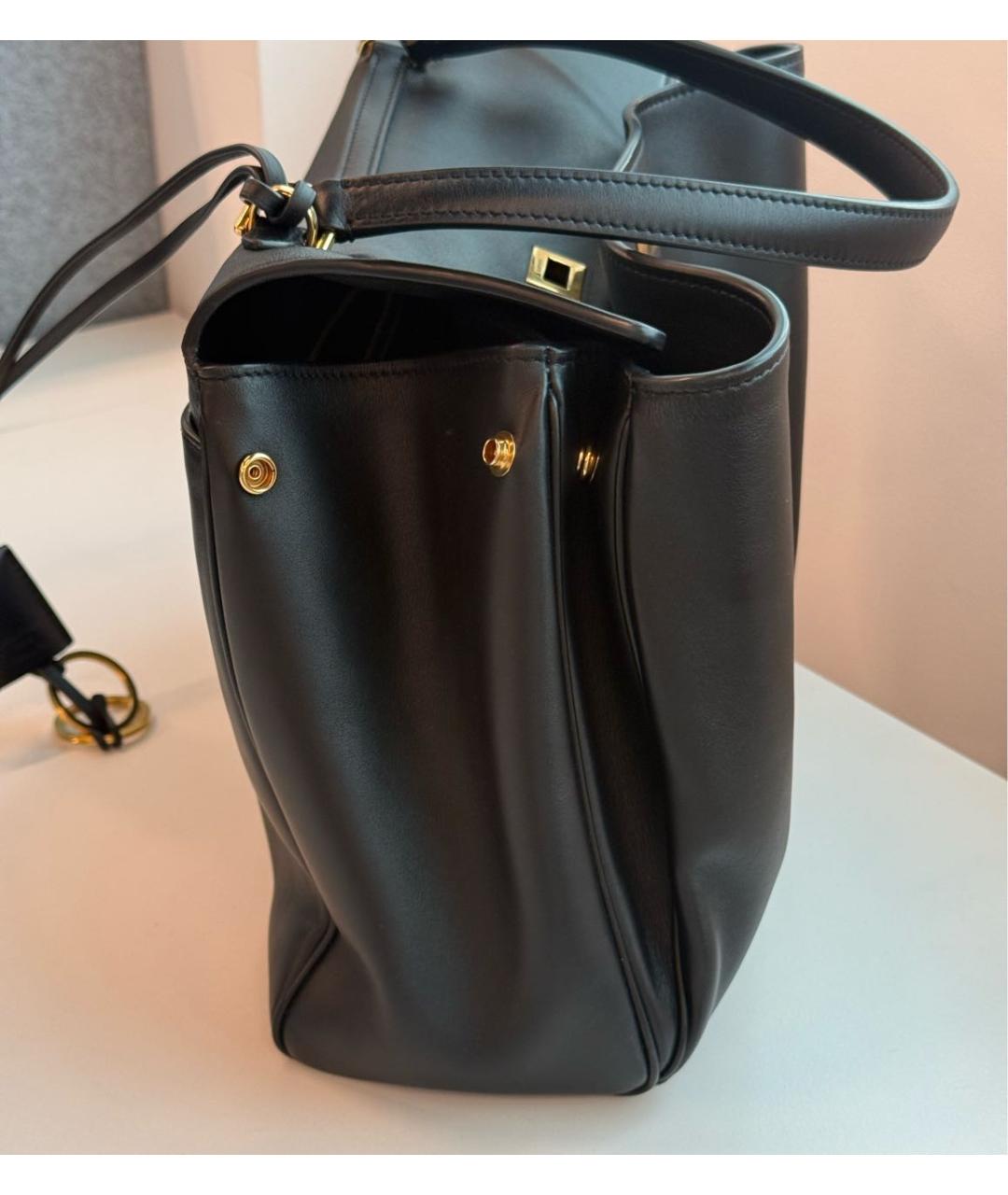 BALENCIAGA Черная кожаная сумка тоут, фото 6