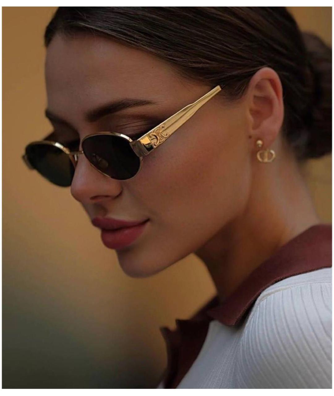 CELINE Золотые металлические солнцезащитные очки, фото 2