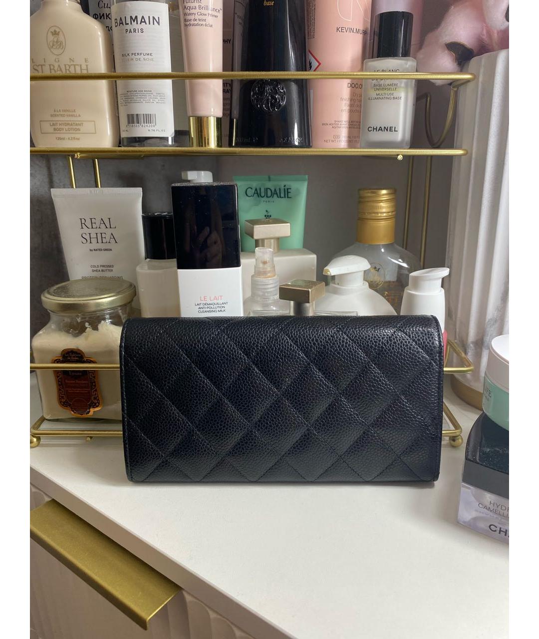 CHANEL Черный кожаный кошелек, фото 3