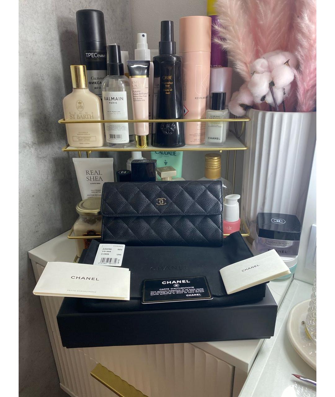 CHANEL Черный кожаный кошелек, фото 5