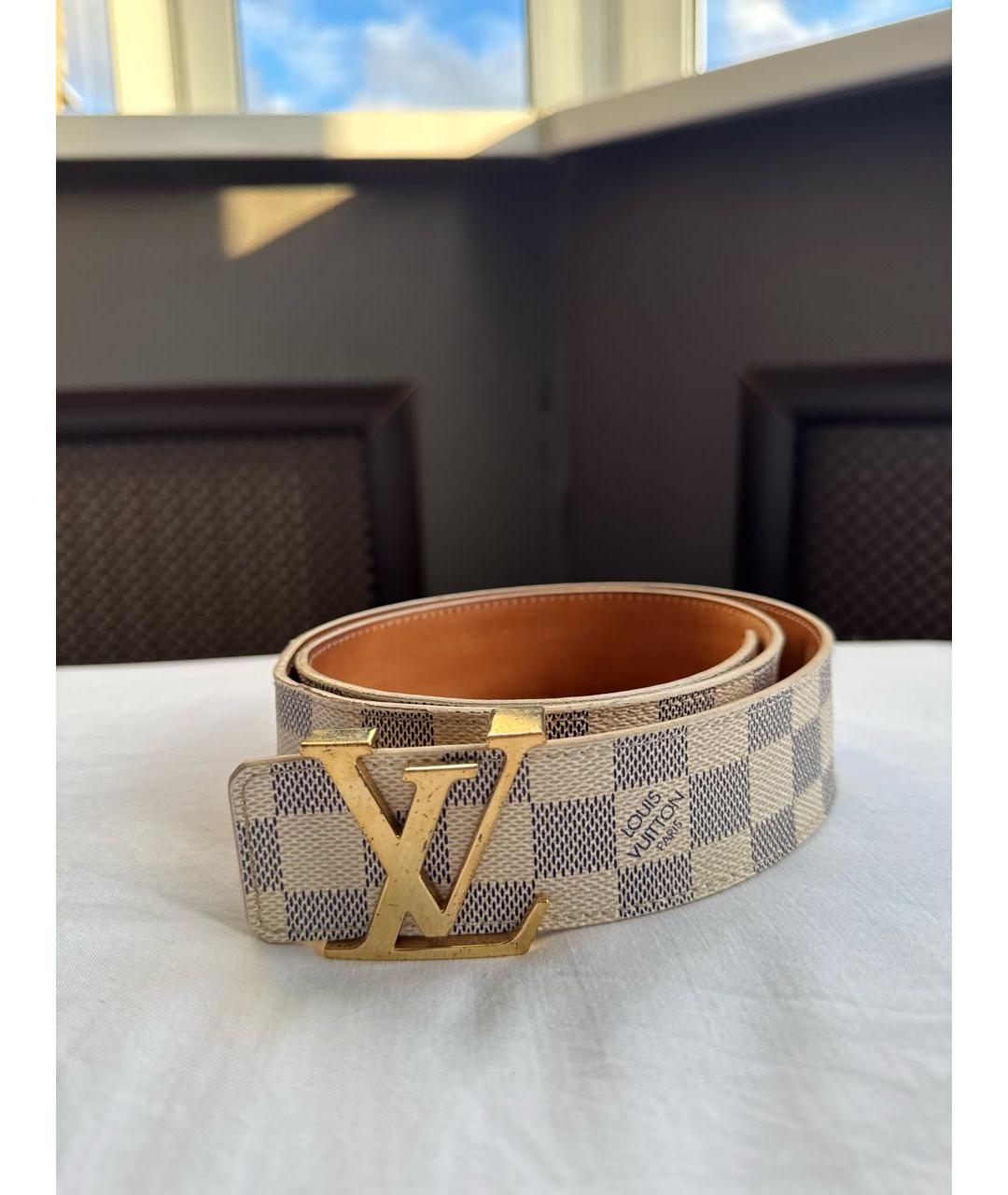 LOUIS VUITTON Бежевый кожаный ремень, фото 7