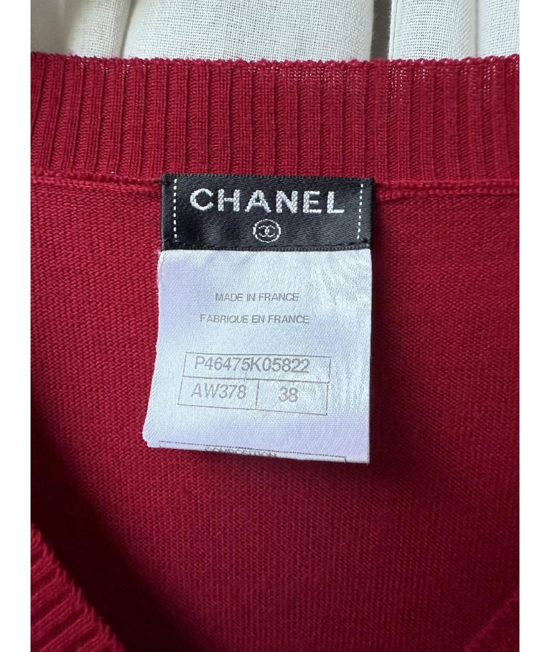 CHANEL Красная шерстяная футболка, фото 3