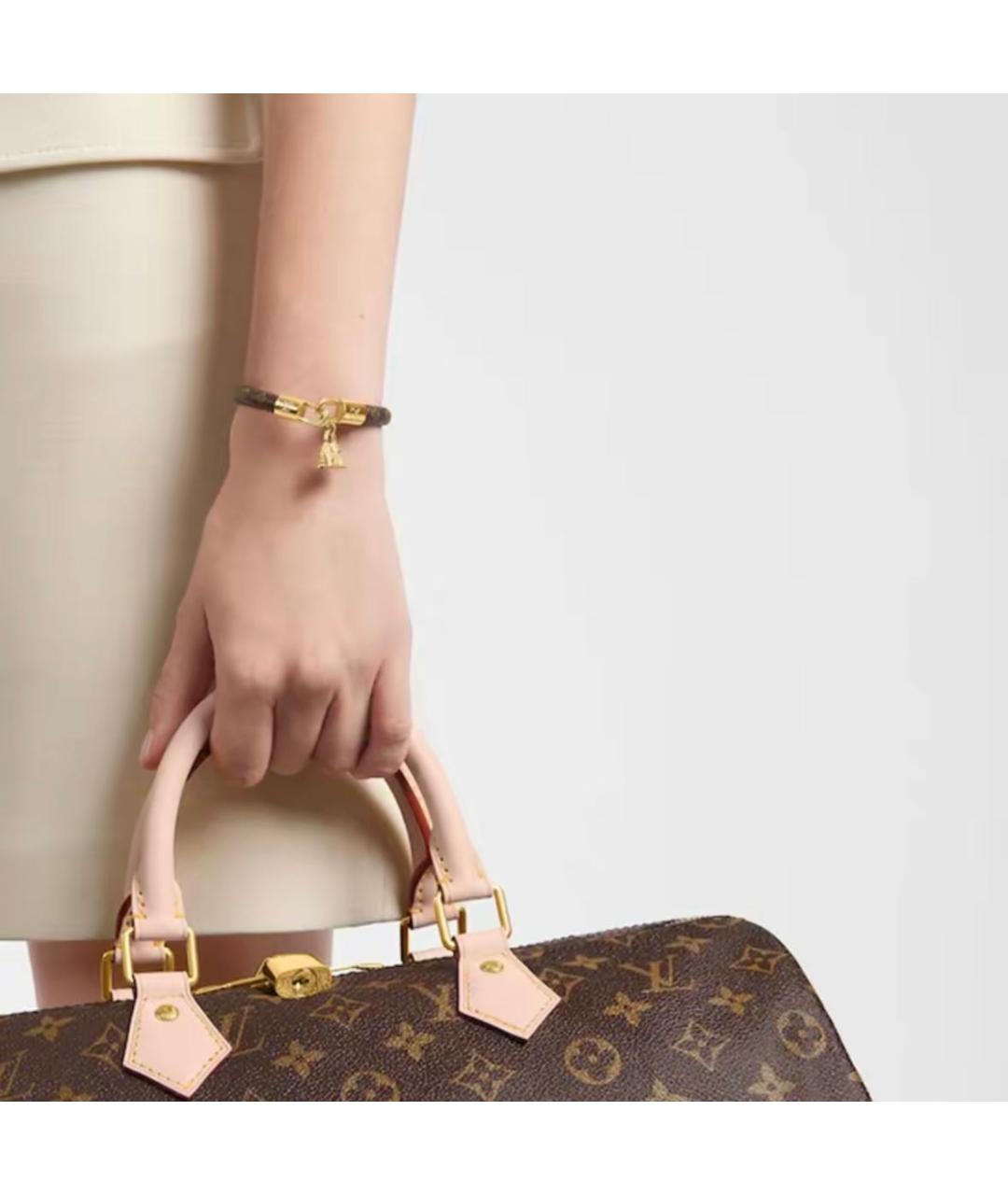 LOUIS VUITTON Коричневый кожаный браслет, фото 3
