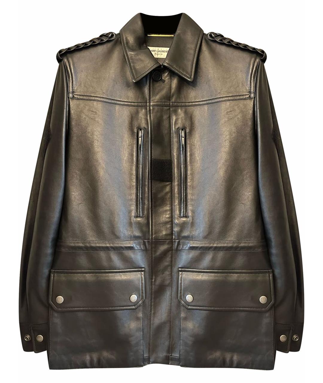 SAINT LAURENT Коричневая кожаная куртка, фото 1