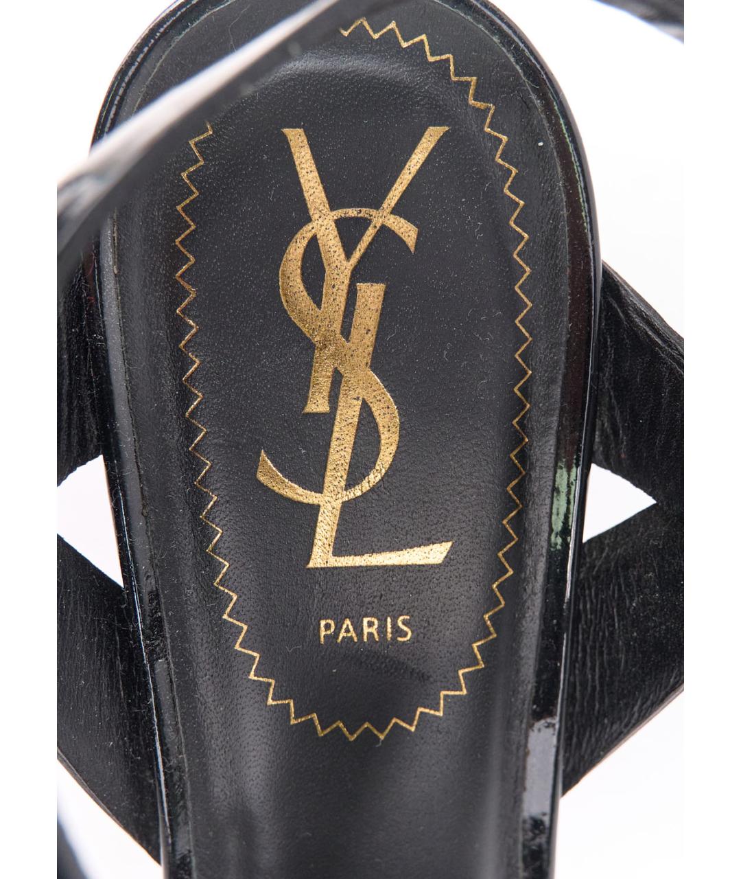 SAINT LAURENT Черные босоножки из лакированной кожи, фото 5