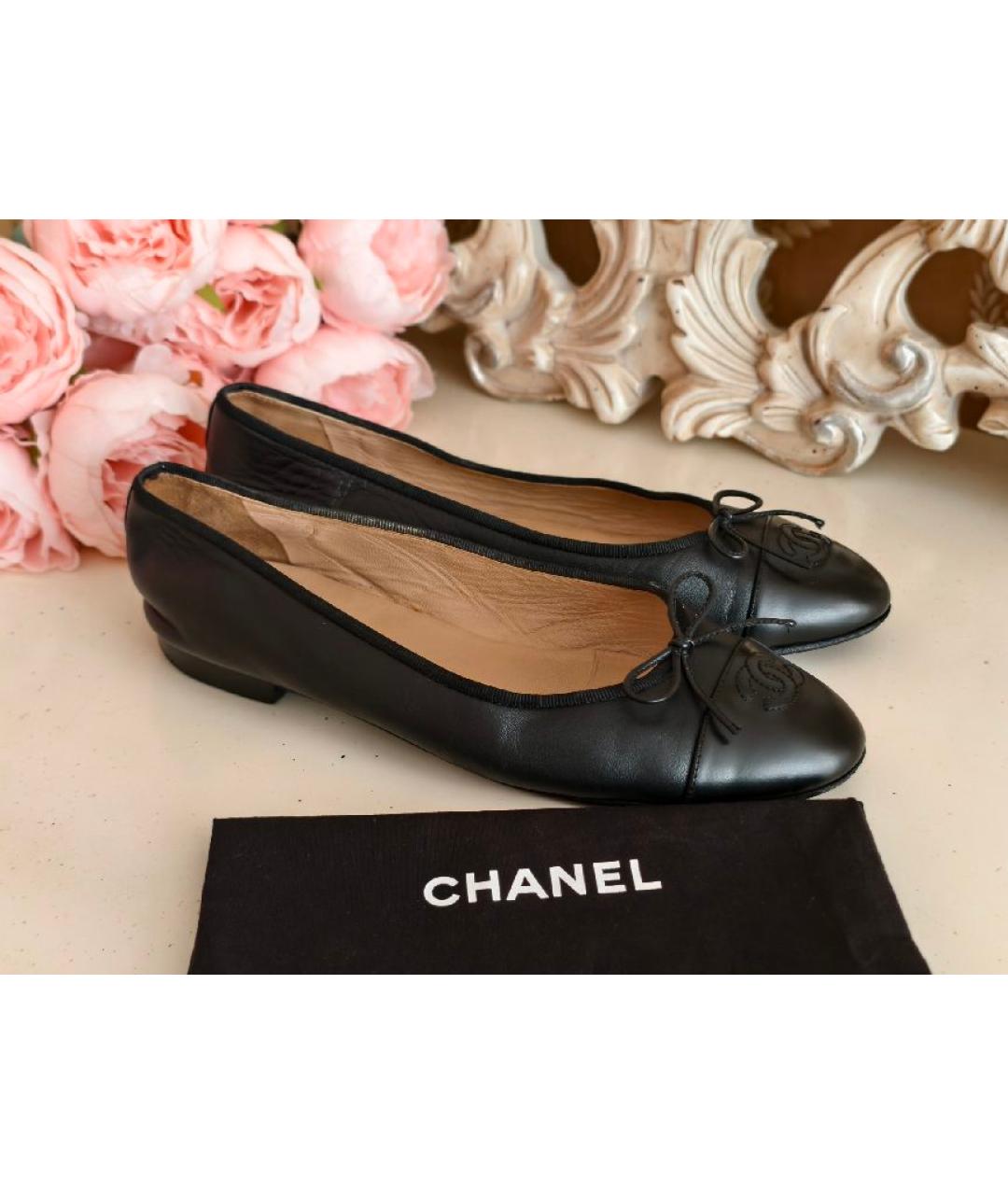 CHANEL Черные кожаные балетки, фото 9