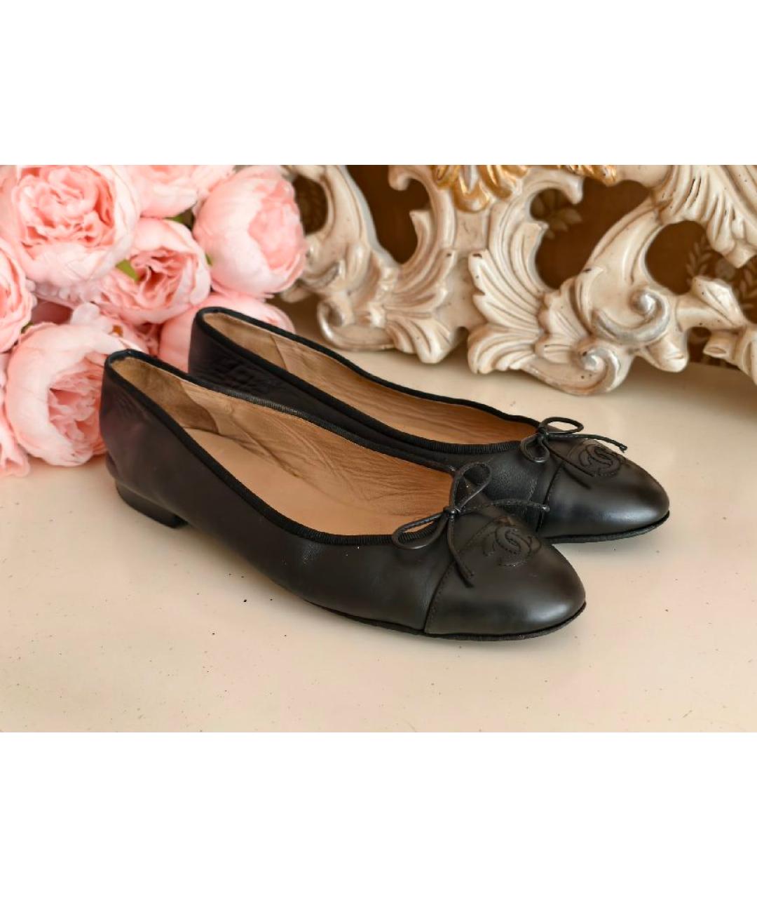 CHANEL Черные кожаные балетки, фото 8