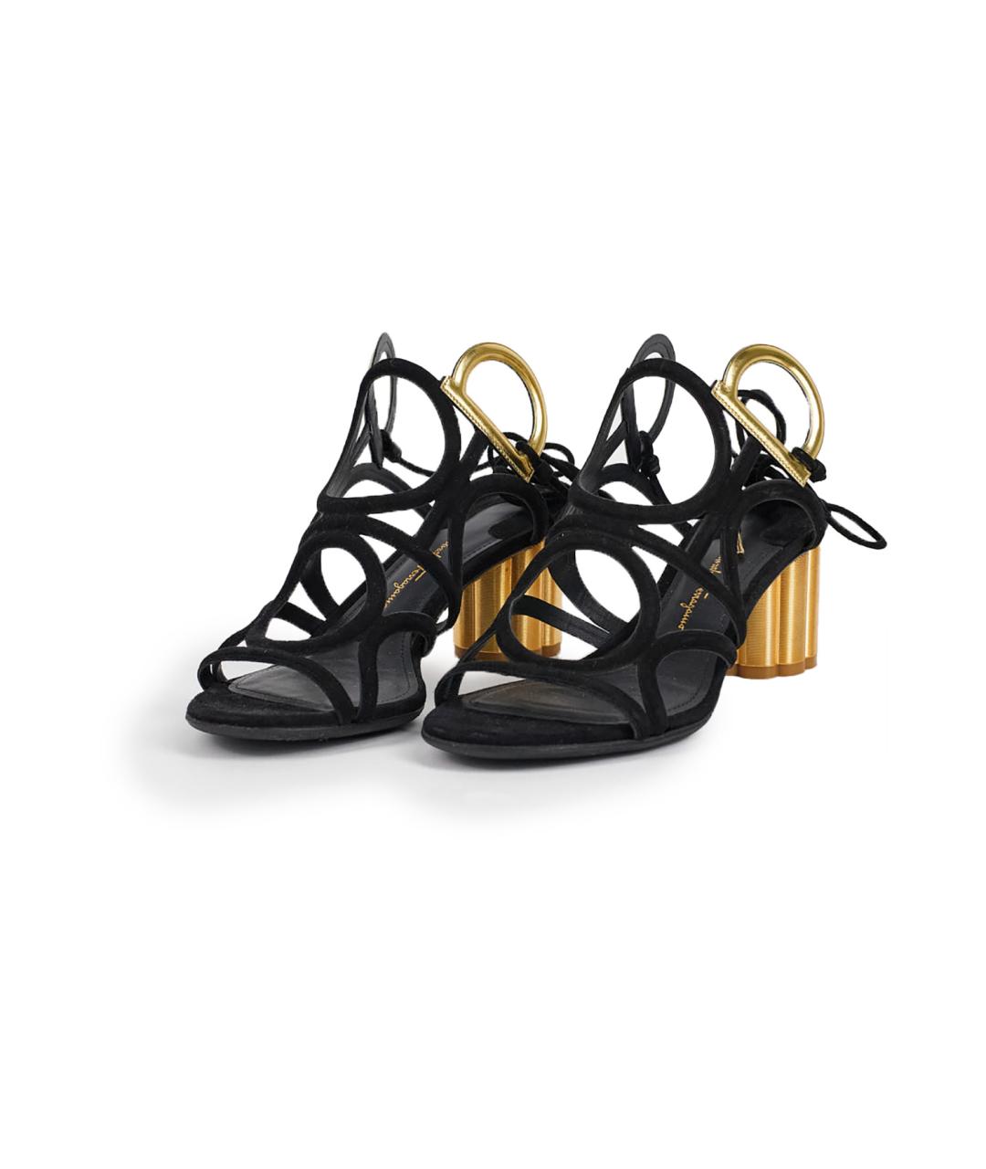 FERRAGAMO Черные замшевые босоножки, фото 2