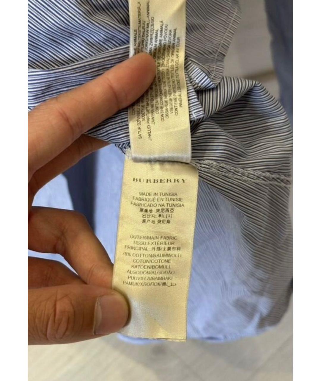 BURBERRY Темно-синяя хлопковая кэжуал рубашка, фото 7