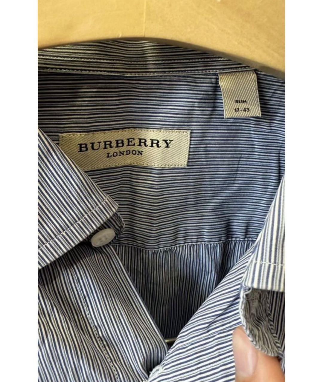 BURBERRY Темно-синяя хлопковая кэжуал рубашка, фото 3