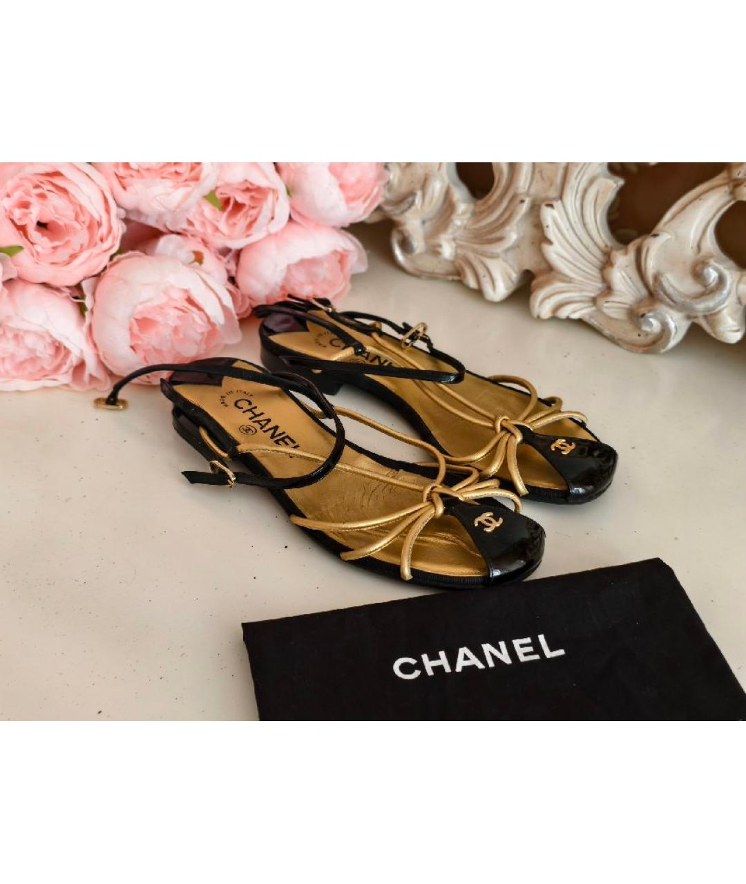 CHANEL Золотые босоножки, фото 5