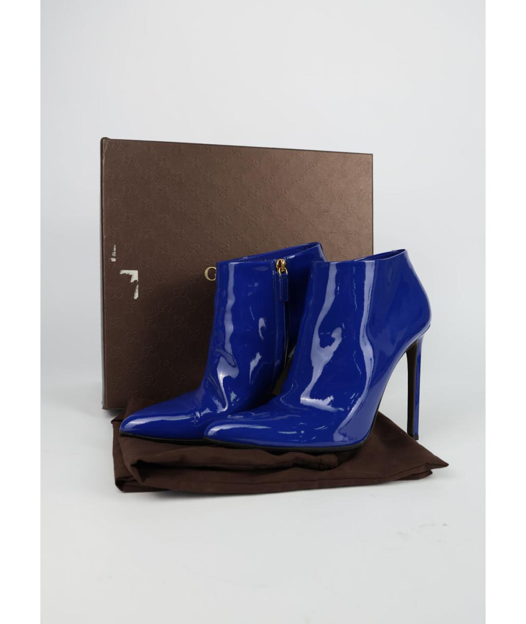 GUCCI Синие ботильоны из лакированной кожи, фото 6