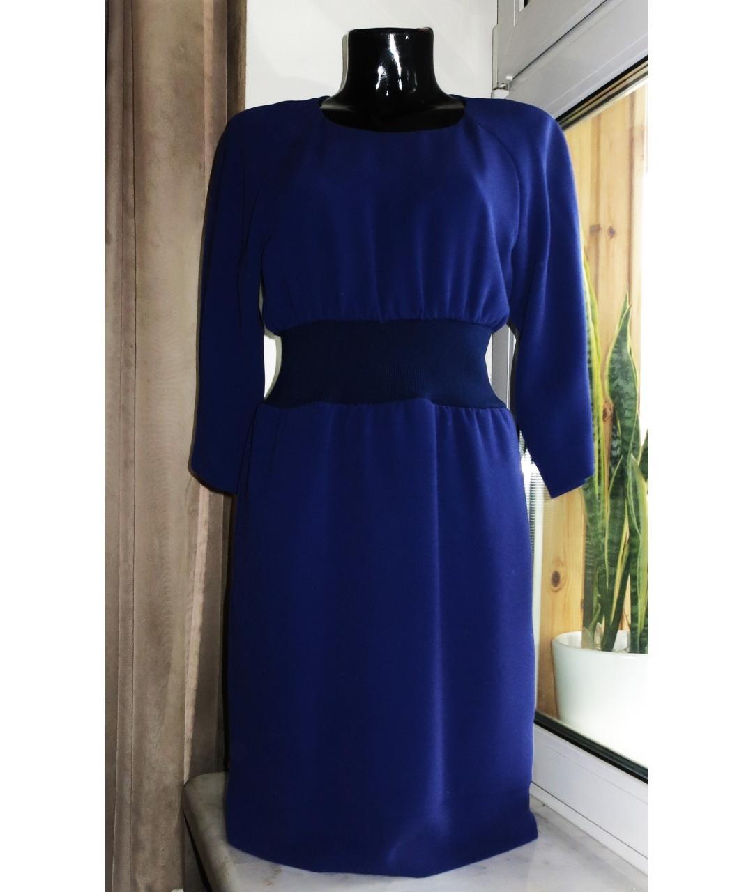 JIL SANDER Синее ацетатное повседневное платье, фото 8