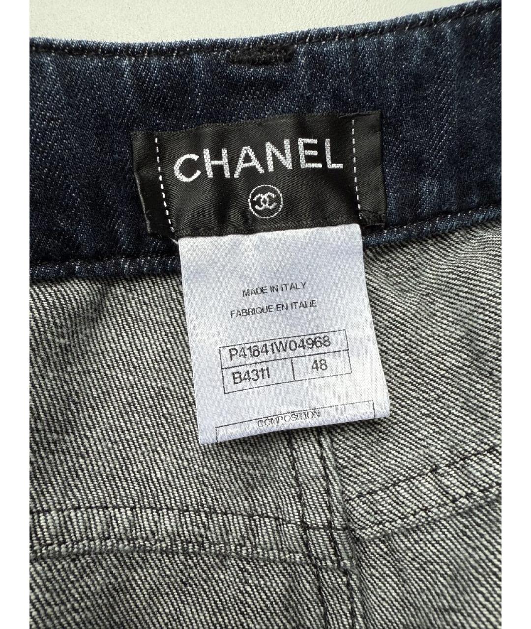 CHANEL Темно-синие хлопковые прямые джинсы, фото 3