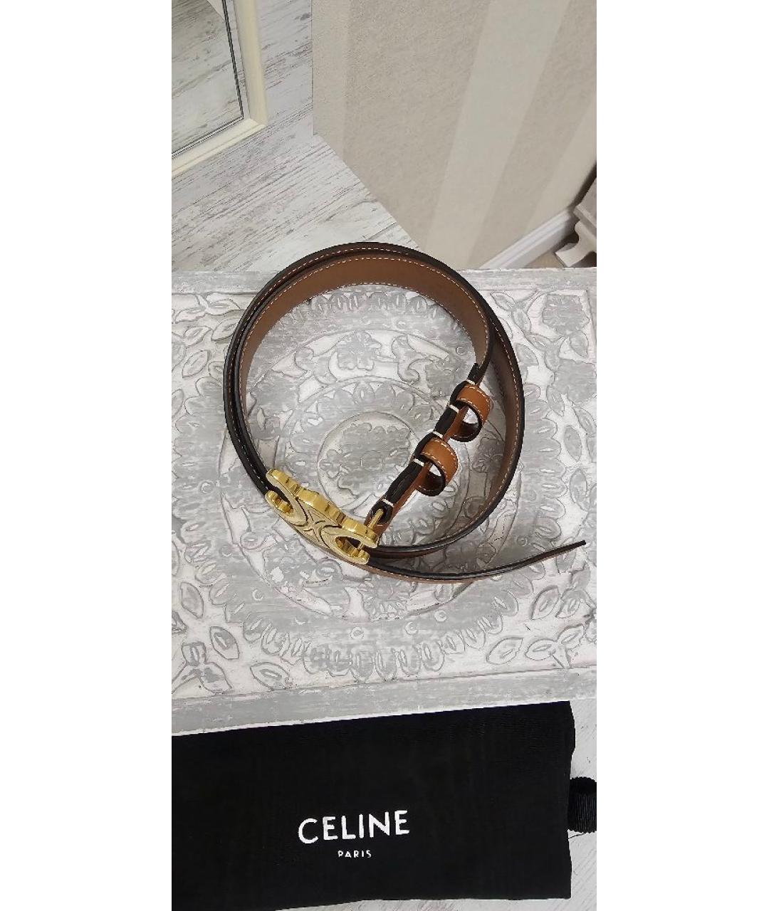 CELINE Коричневый кожаный ремень, фото 4