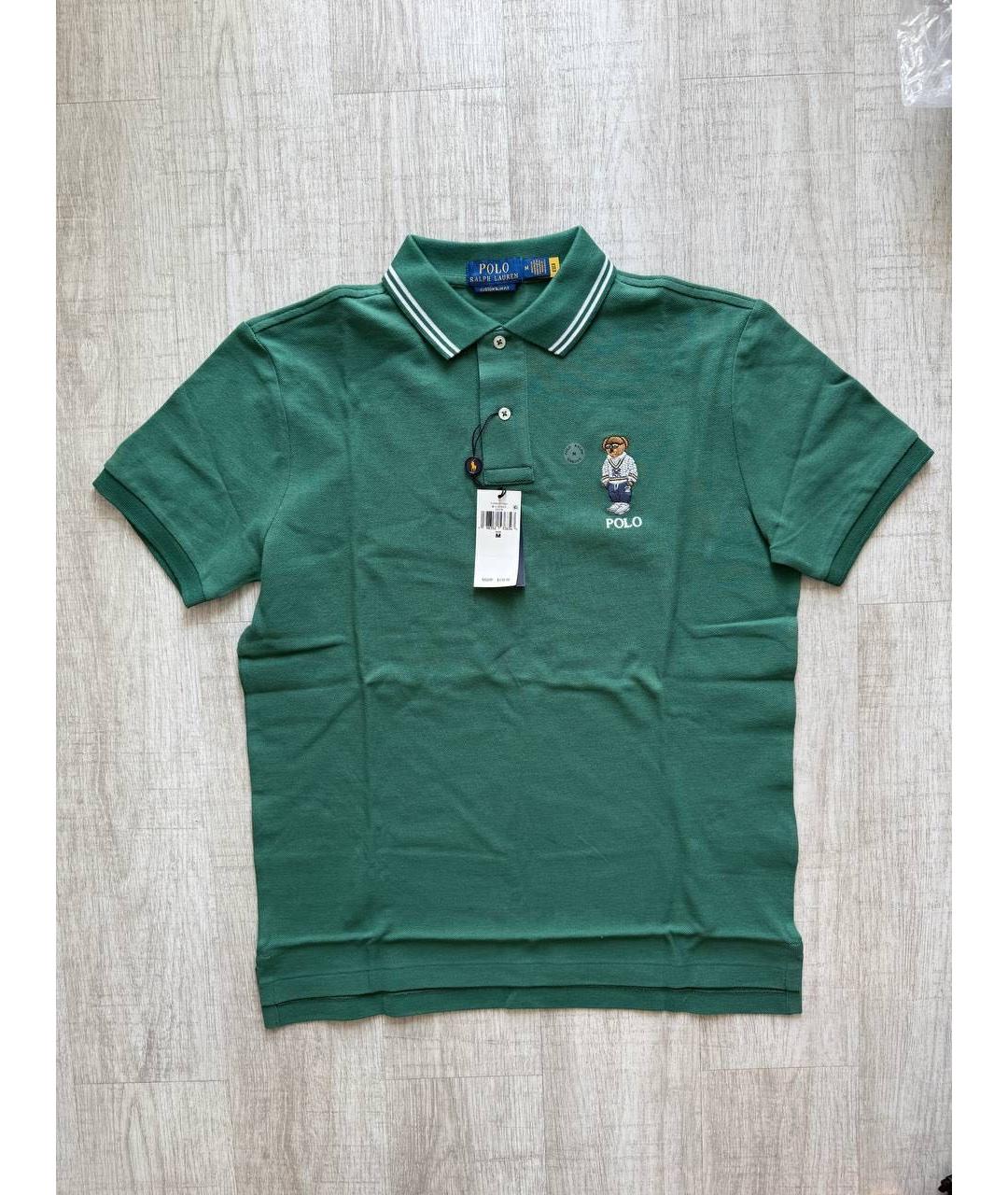 POLO RALPH LAUREN Зеленые хлопковое поло с коротким рукавом, фото 7