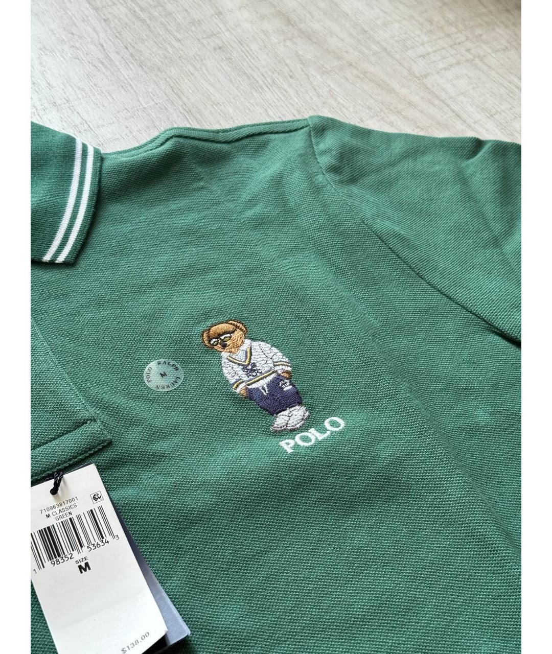 POLO RALPH LAUREN Зеленые хлопковое поло с коротким рукавом, фото 2