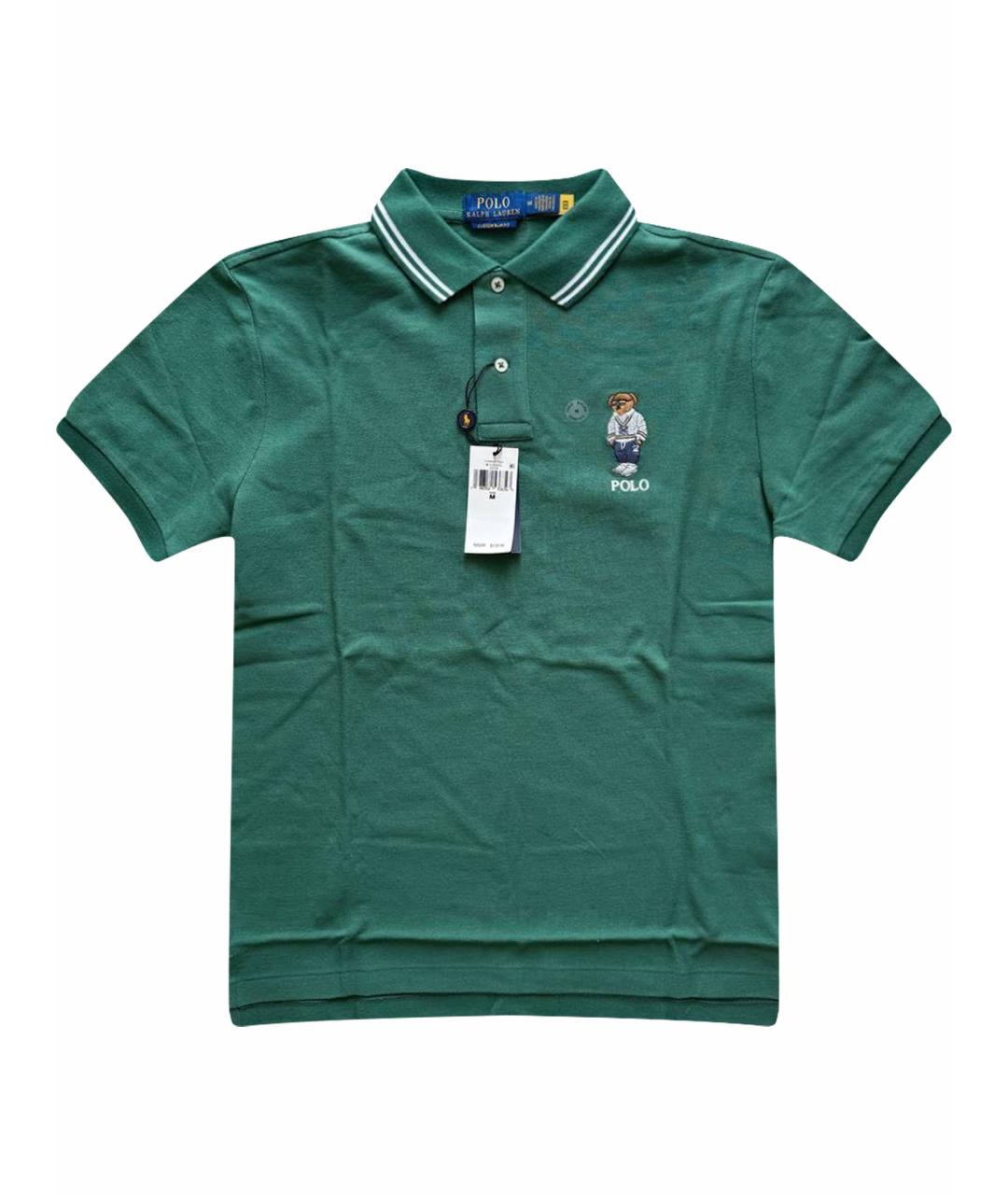 POLO RALPH LAUREN Зеленые хлопковое поло с коротким рукавом, фото 1