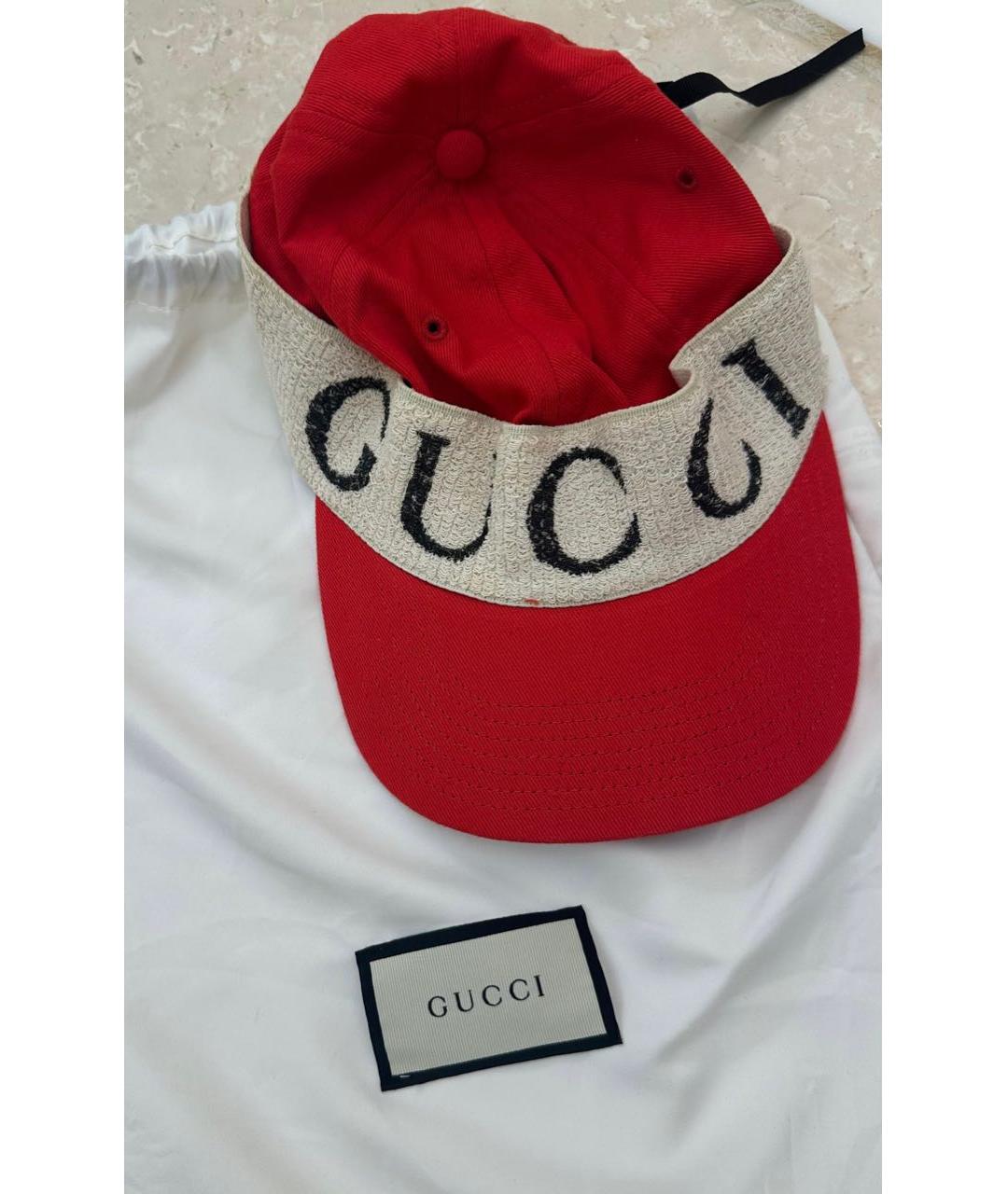 GUCCI Красная хлопковая кепка, фото 4