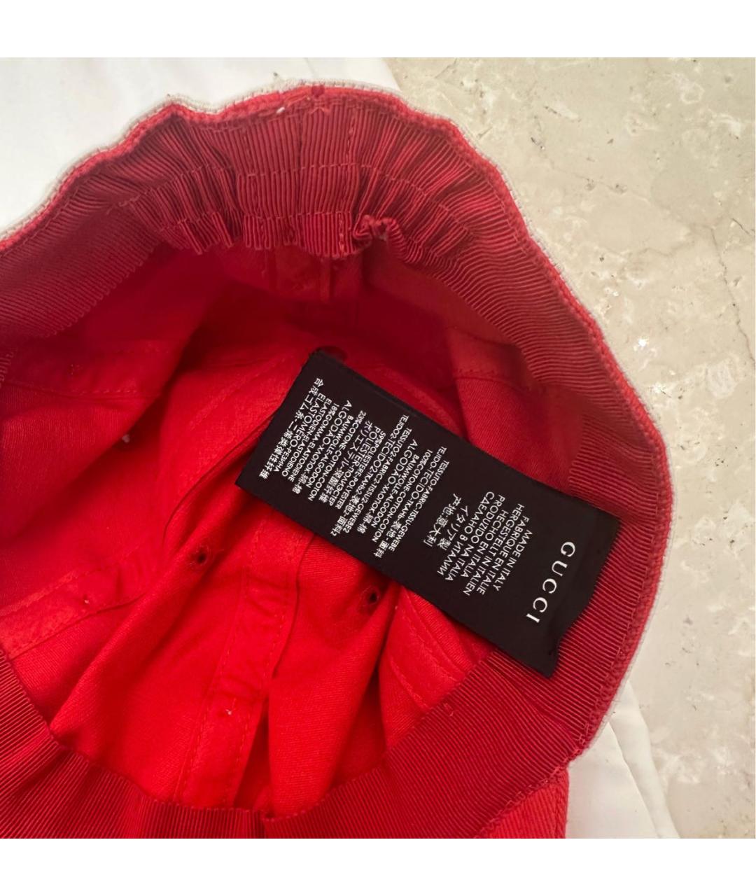 GUCCI Красная хлопковая кепка, фото 5