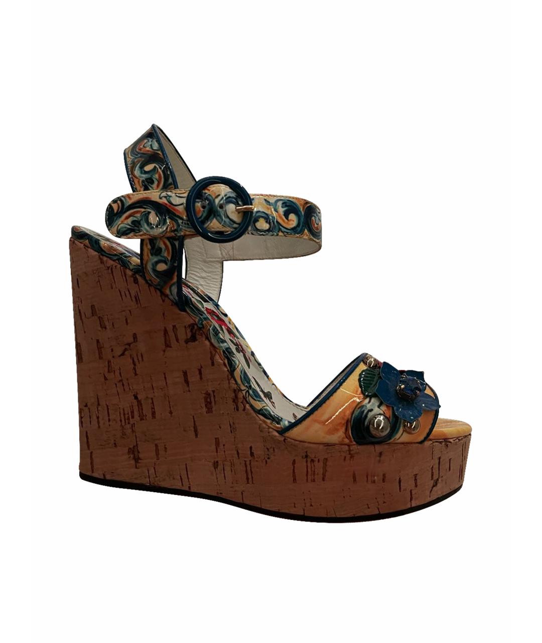 DOLCE&GABBANA Мульти босоножки из лакированной кожи, фото 1