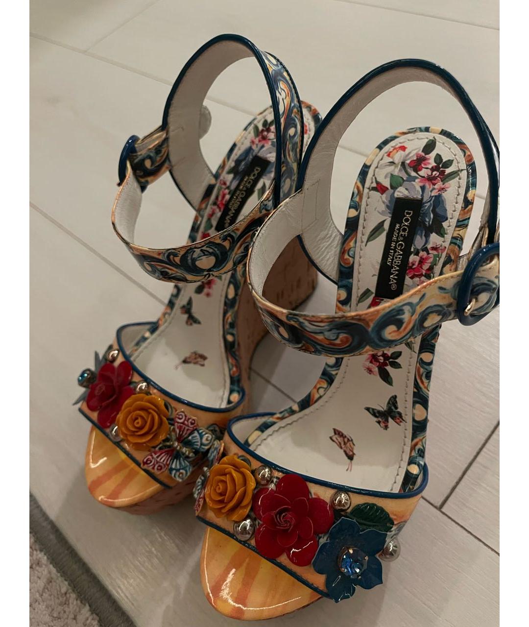 DOLCE&GABBANA Мульти босоножки из лакированной кожи, фото 6