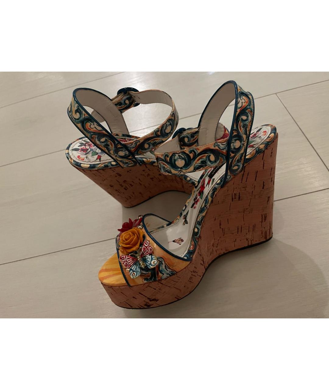 DOLCE&GABBANA Мульти босоножки из лакированной кожи, фото 8