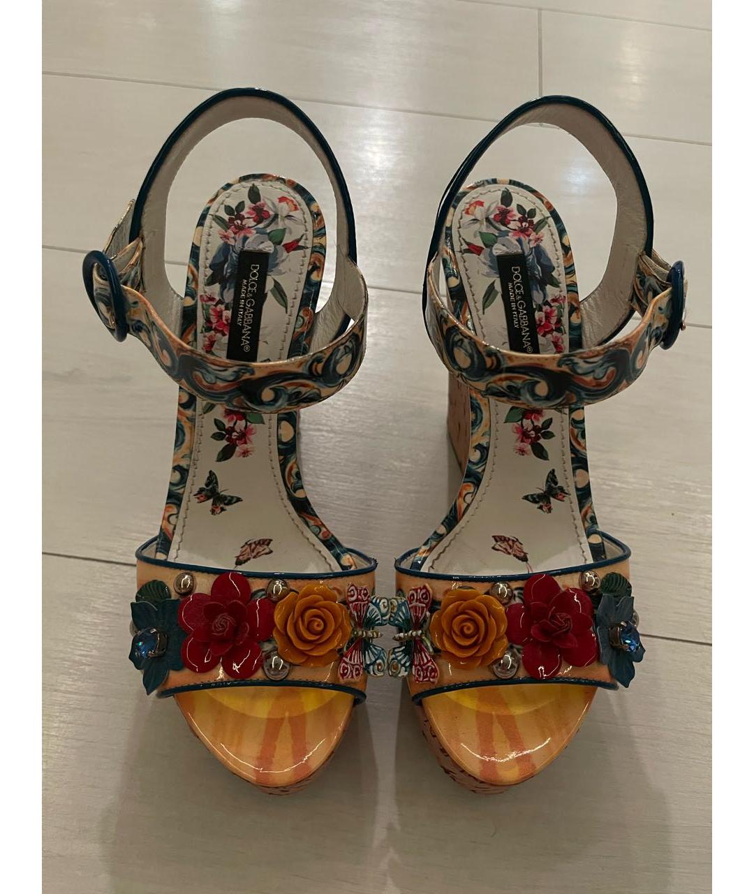 DOLCE&GABBANA Мульти босоножки из лакированной кожи, фото 3