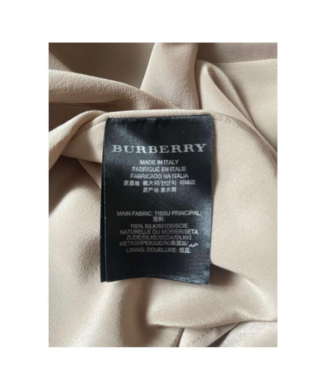 BURBERRY Бежевое шелковое повседневное платье, фото 4